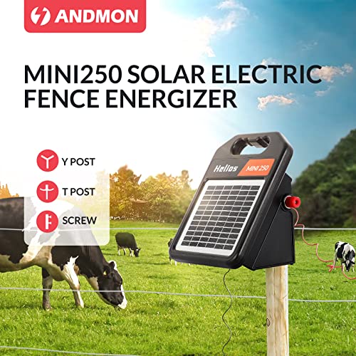10 Miles Solar Electric Fence Charger with Day or Night Mode, 0.11 Joule Portable Solar Fence Charger for Livestock, Preventing Predators from Intruding