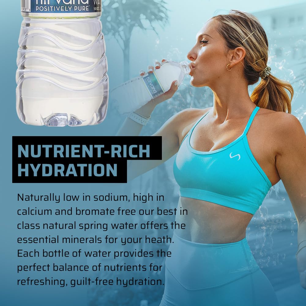 Nirvana Natural Spring Water - Fresh Bottling, High in Calcium, Bromate-Free, BPA-Free Bottles Water - Best Water Natural Sourced from Adirondack Mountains - (16.9 fl oz - 24 Bottles)