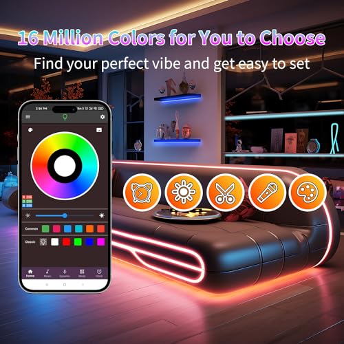 100FT LED Lights for Bedroom, RGB LED Strip Lights Music Sync Color Changing Effects, DIY Cuttable Led Light Strip with Remote and App Control Led Lights for Room Decor Aesthetic and Parties