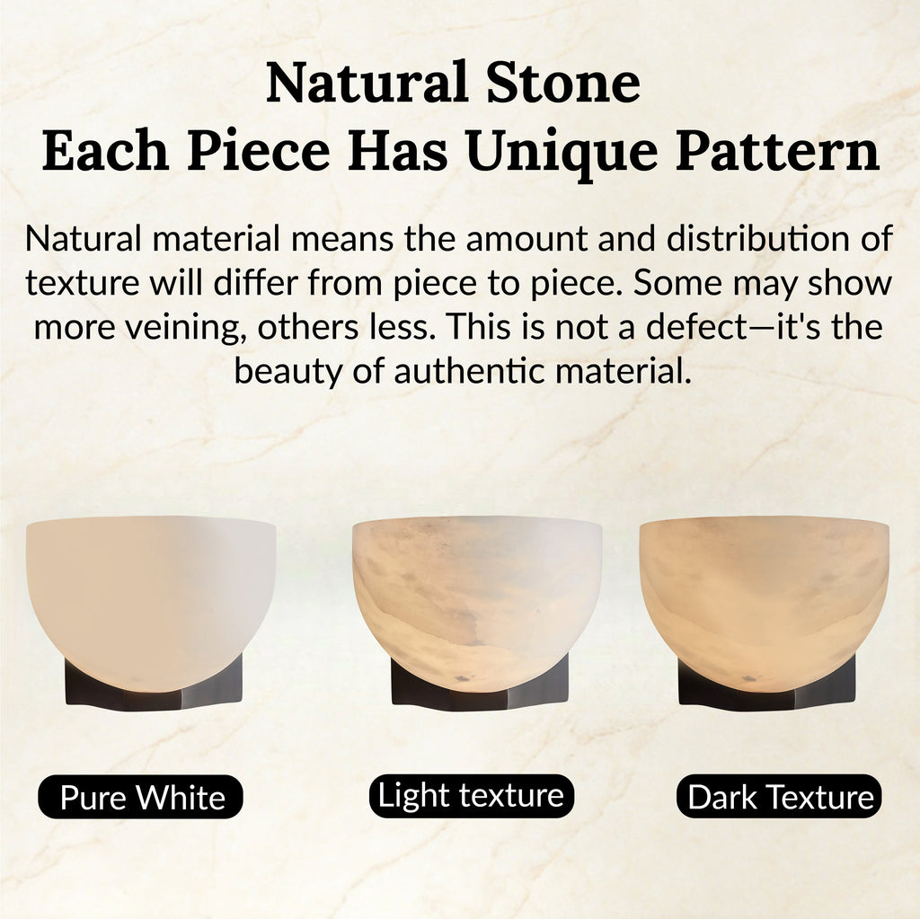 Elegant Handcrafted Alabaster Wall-Mounted Sconce - Natural Black Wall Light for Living Room & Bedroom