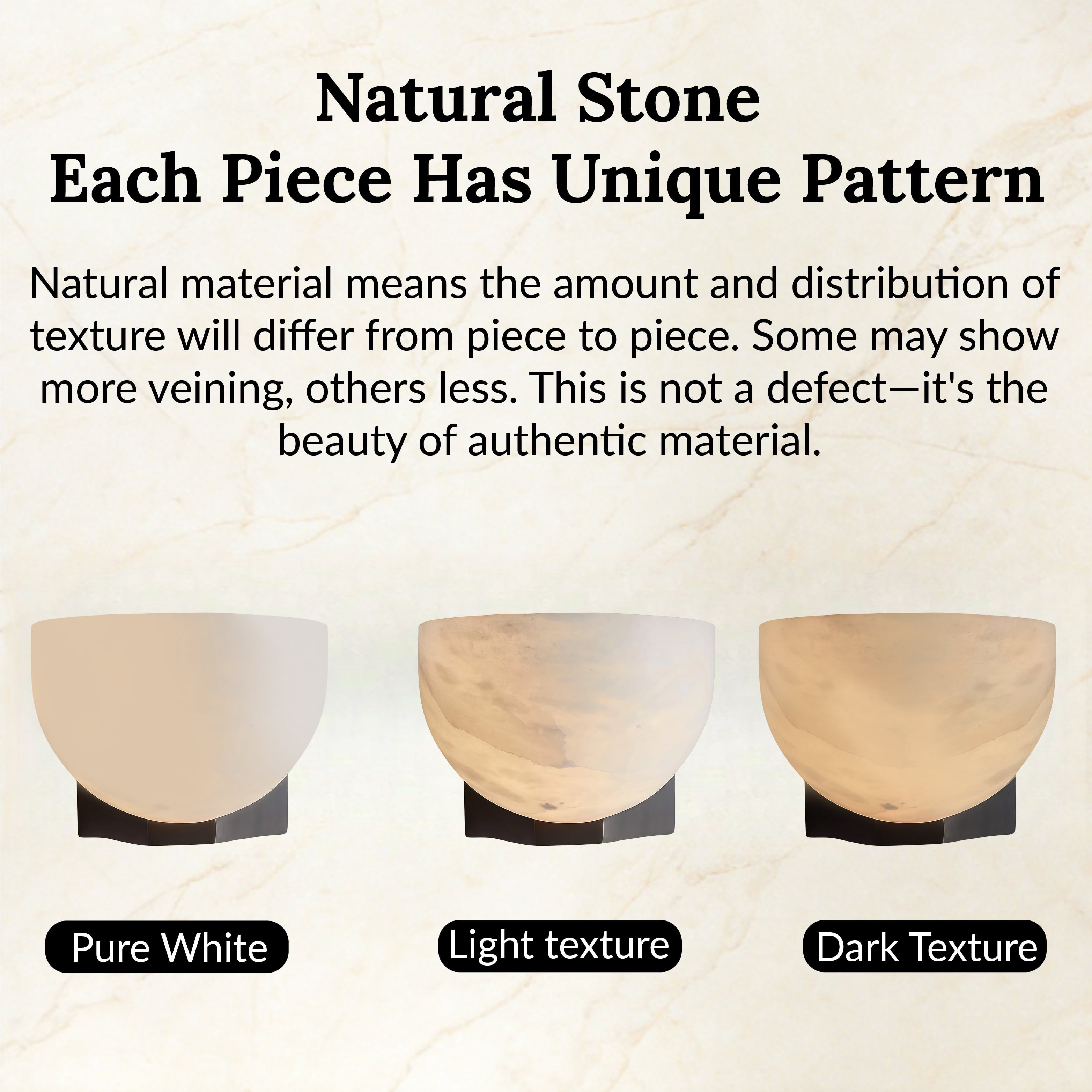 Elegant Handcrafted Alabaster Wall-Mounted Sconce - Natural Black Wall Light for Living Room & Bedroom