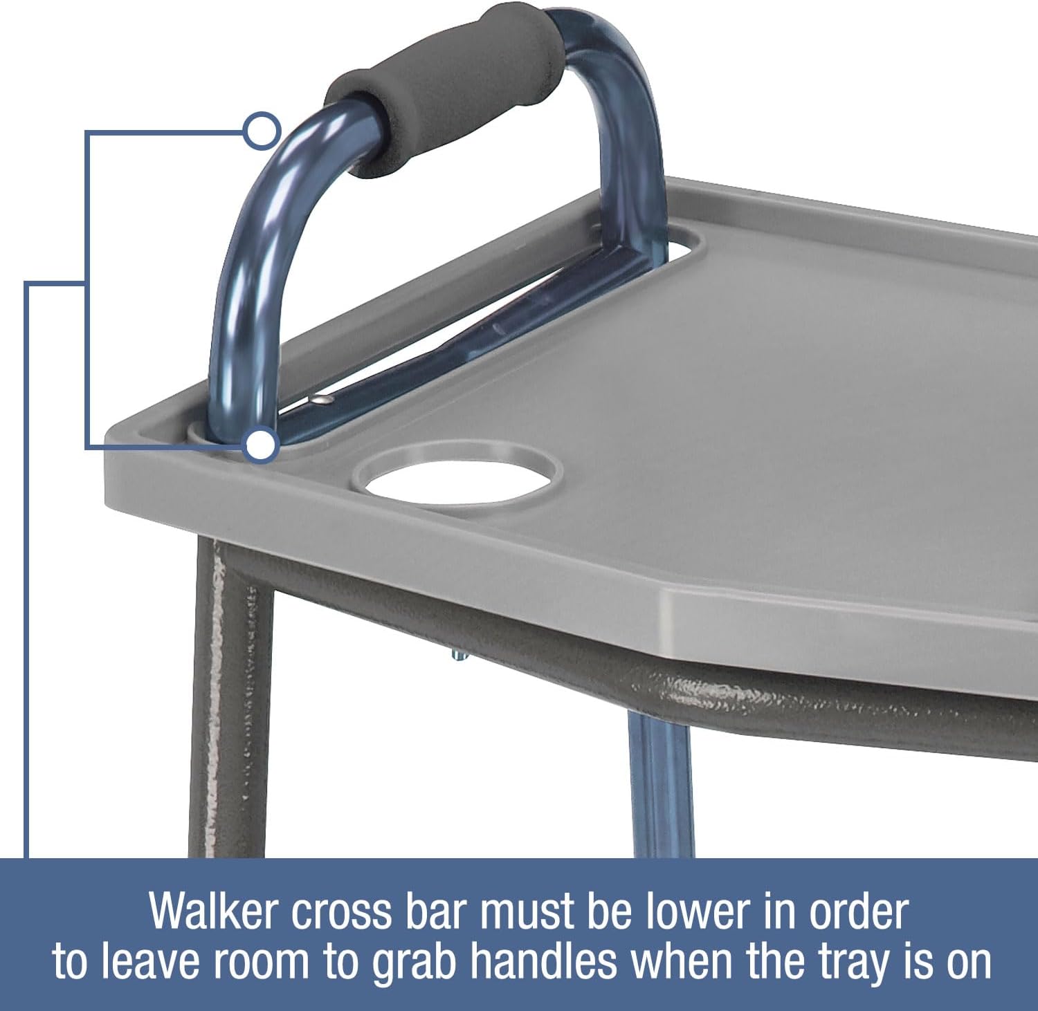 DMI Walker Tray with Cup Holders for Folding Walkers, Mobility Accessory Tray Table Fits Most Standard Walkers