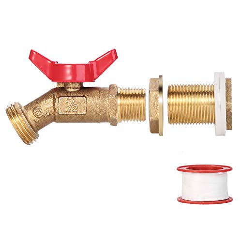 WADEO Brass Rain Barrel Spigot, Rain Barrel Quarter Turn Ball Valve Spigot with Bulkhead Fitting