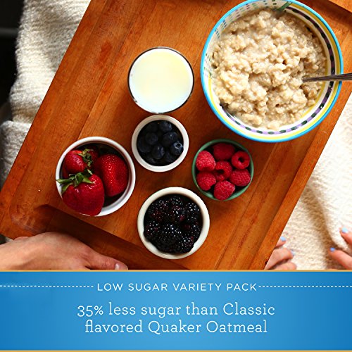 Quaker Instant Oatmeal Lower Sugar, Flavor Variety Pack, 10 Count Boxes, 11.5 Ounce, (Pack of 4)