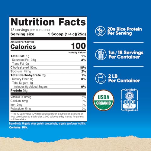 Nutricost Organic Whey Protein Concentrate, Unflavored, (1LB) - Gluten-Free, Non-GMO