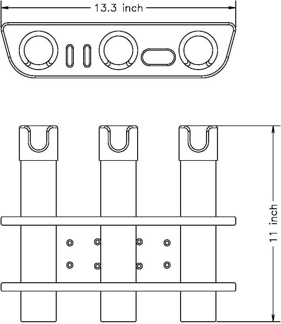 Brocraft Brocraft 3 Rods Storage for 90 Degree Boat Track System/Lund Sport Track Rod Holder /Versatrack Track Rod Holder