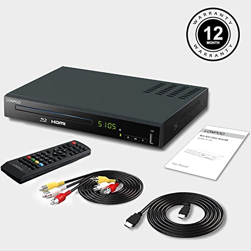 Blu Ray DVD Player,Full HD Blu-ray Disc Player with Metal Enclosure,Easy Hook Up and User Friendly, 1080P Home Theater DVD Player with HDMI Output, Support HDD and USB Playback