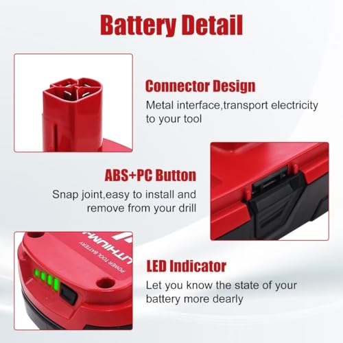 2 Packs 3.0Ah Diehard 19.2V C3 Battery Replacement for Craftsman 19.2 Volt Battery Li-ion Compatible with Craftsman 315.pp2011 315.pp2020 315.113753 130279005 1323903 11375 315.115410 Batteries(Red)