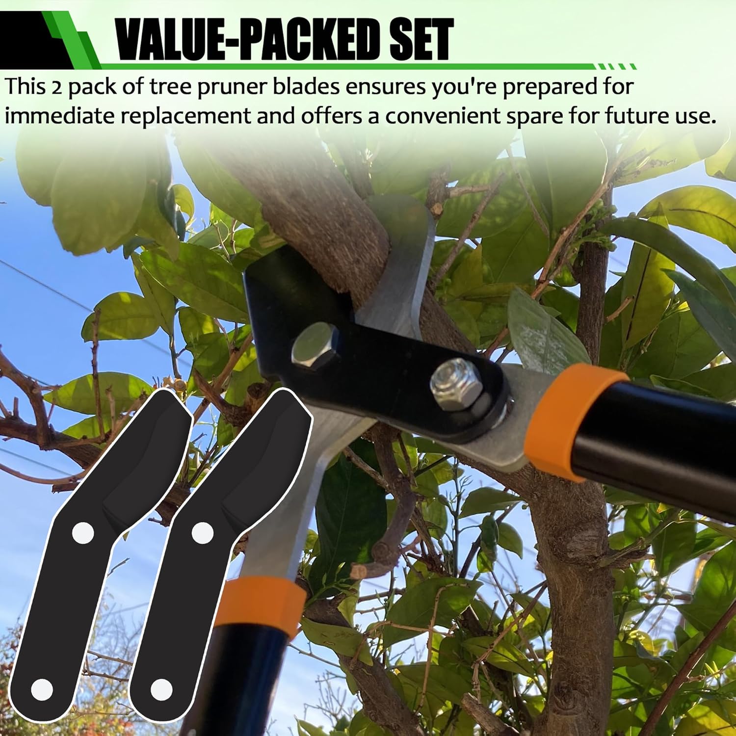 (2-Pack) Steel Replacement Blade for Fiskars Loppers - Compatible with PowerGear Bypass Lopper25" & 31" and 27" PowerGear 2 Bypass Loppers - Loppers Large Blade for Fiskars Garden Tools - Black
