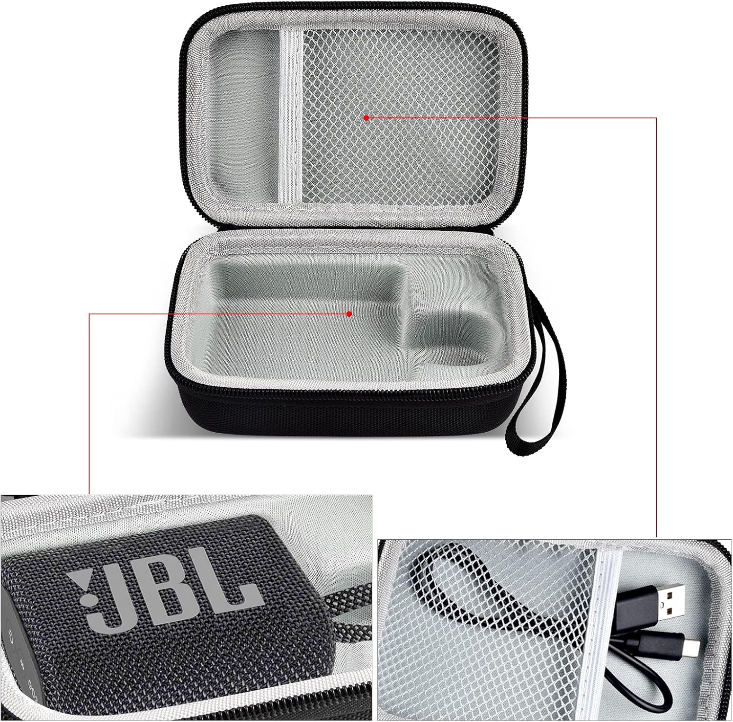 JBL Go 3 Portable Waterproof Wireless Bluetooth Speaker Bundle with Premium Carry Case (Black)