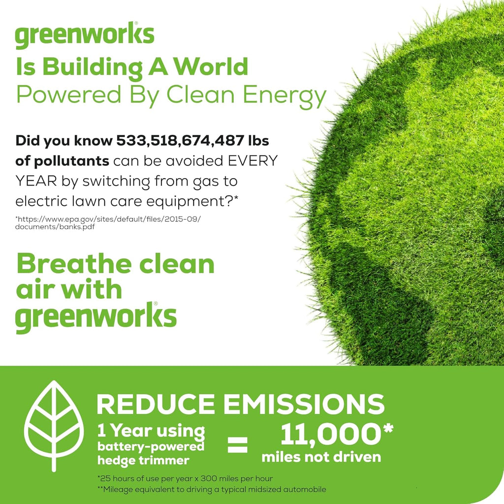 Greenworks 80V 26" Brushless Hedge Trimmer, 2.0Ah Battery and 2A Charger