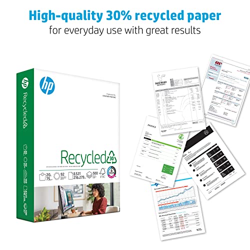 HP Printer Paper| 8.5 x 11 Paper | 30% Recycled Paper | 1 Ream - 500 Sheets | 92 Bright | Made in USA - FSC Certified |112100R