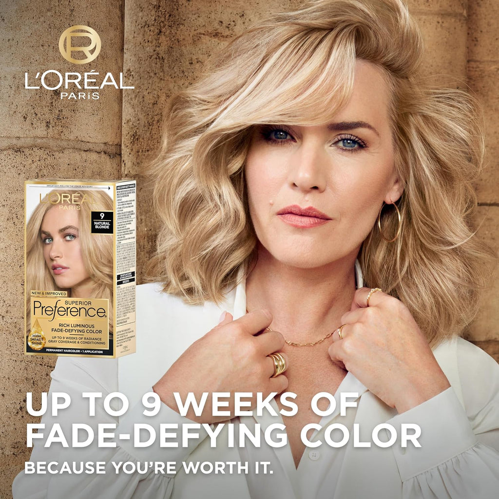 L'Oreal Paris Superior Preference Fade-Defying + Shine Permanent Hair Color, 6.5G Lightest Golden Brown, Pack of 2, Hair Dye