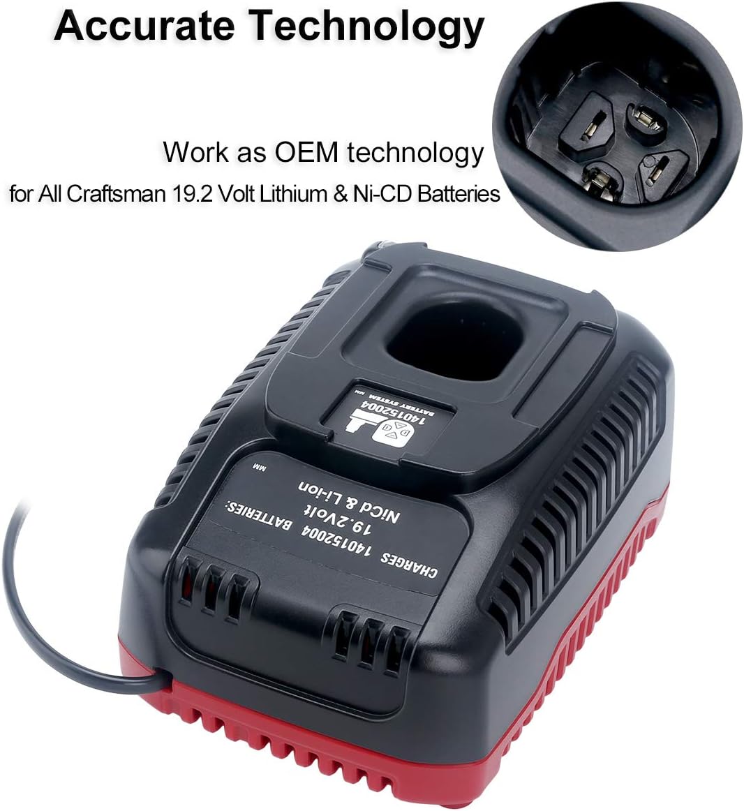 19.2V C3 Charger Replacement for Craftsman 19.2 Volt Lithium-ion & Ni-cad Battery Charger 140152004 DieHard XCP Battery 1425301 1323903 130279005 11375 11376 315.PP2011