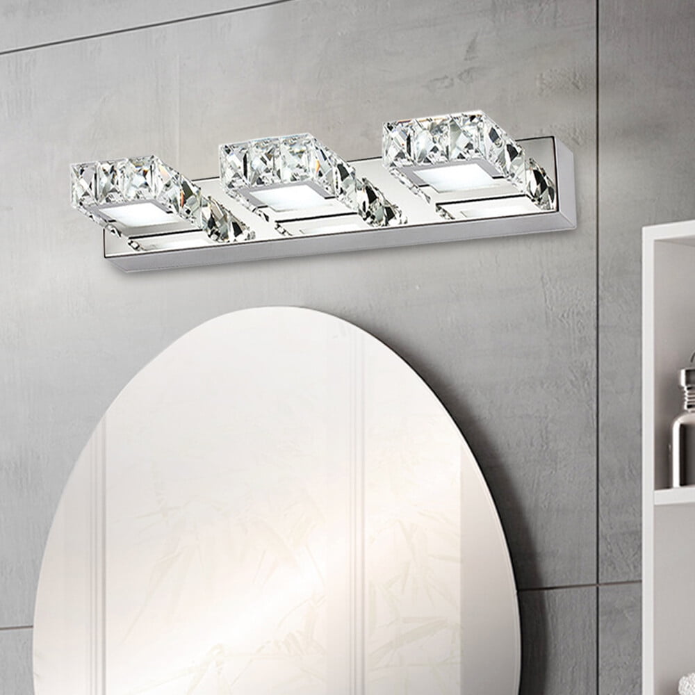 9W Modern Silver Crystal Makeup Mirror Wall-Lamp LED Make-up Vanity Light for Toilet Bathroom Bedrooms