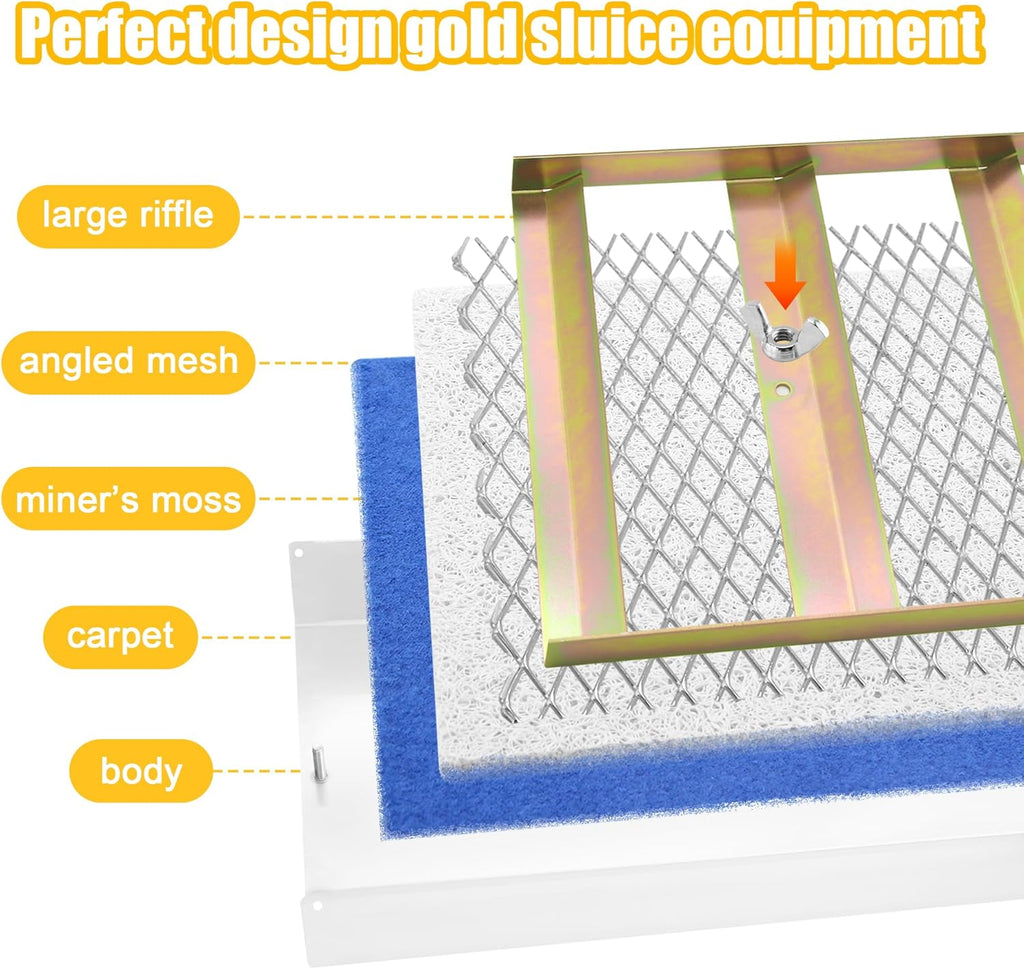 50" Folding Aluminum Alloy Sluice Box,Portable Sluice Box for Gold Mining,Gold Prospecting Equipment for Gold Panning,Prospecting,Gold Classifiers,Gold Panning Equipment,Silver