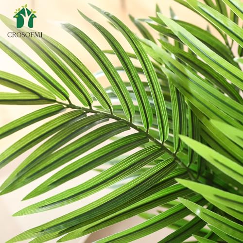 CROSOFMI Artificial Areca Palm Plant 6 Ft Fake Palm Tree with 13 Leaves Faux Yellow Palm in Pot for Indoor Outdoor House Home Office Modern Decoration Perfect Housewarming Gift，2Pcs