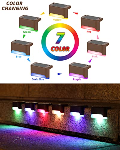 Solar Deck Lights Outdoor 8 Pack,Solar Lights Outdoor for Patio Brown Solar Step Lights LED Waterproof Lighting for Fence, Stair, Deck,Patio,Yard (Warm White)