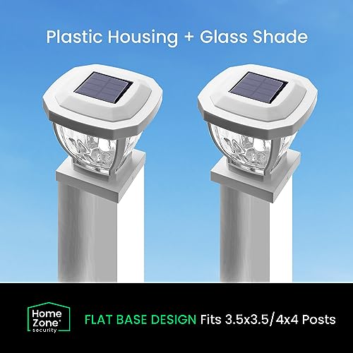 Home Zone Security Solar Post Cap Lights - Decorative Glass LED Outdoor Fits 3.5 x 3.5 in. Post Lights, Black (2-Pack)