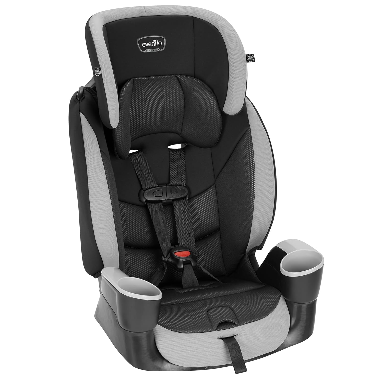 Evenflo Maestro Sport Harness Highback Booster Car Seat, 22 to 110 Lbs., Granite Gray, Polyester & GoTime LX Booster Car Seat (Chardon Black)