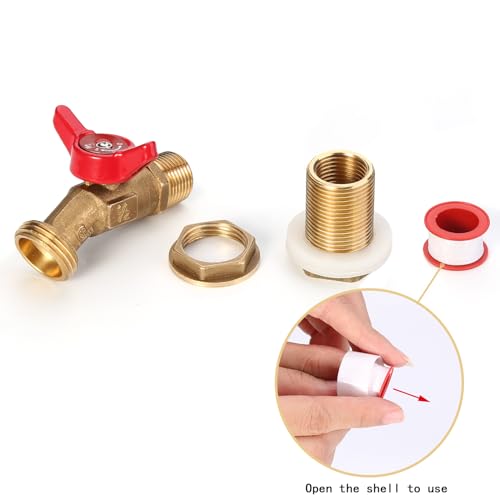 WADEO Brass Rain Barrel Spigot, Rain Barrel Quarter Turn Ball Valve Spigot with Bulkhead Fitting