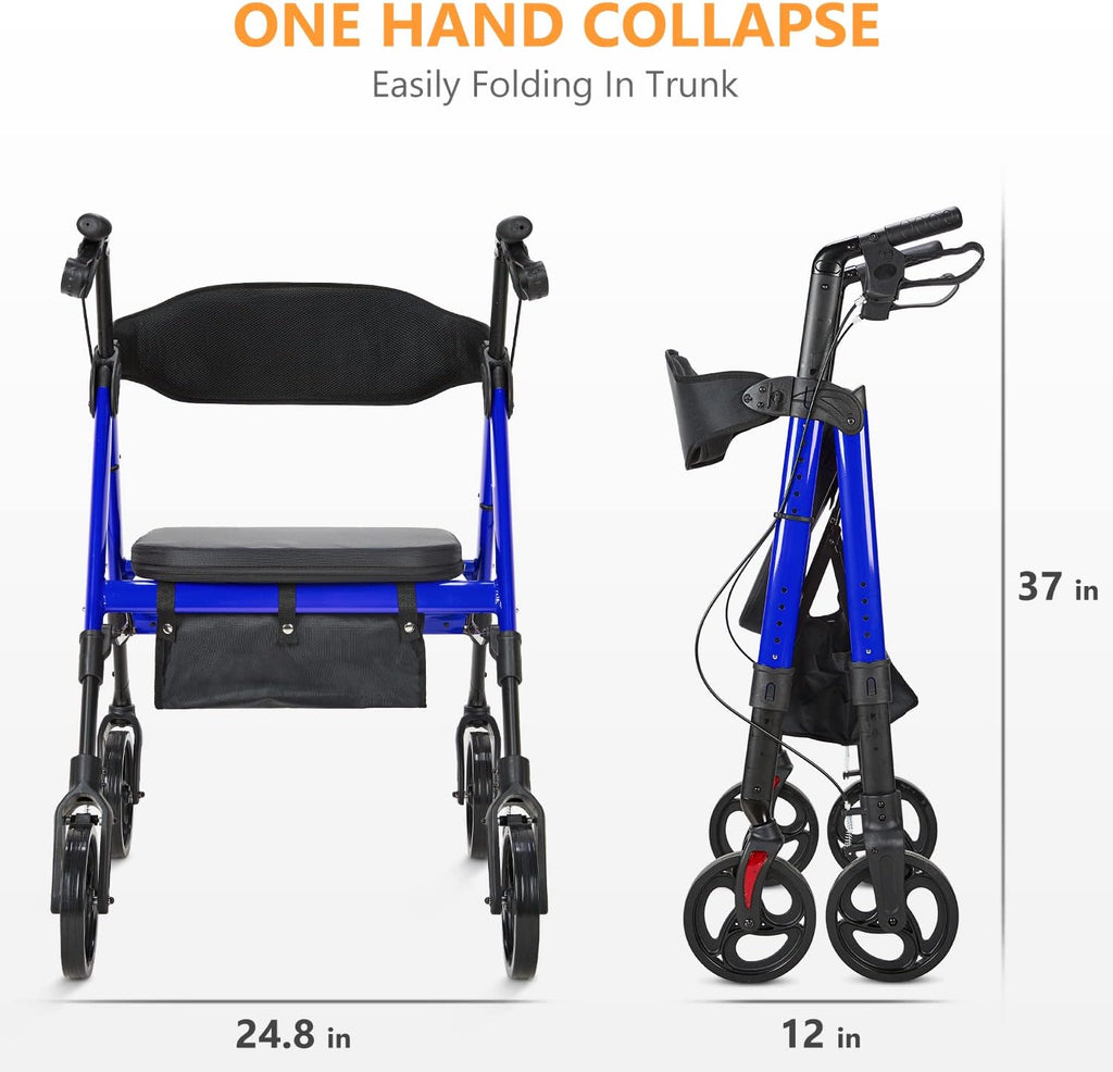 OasisSpace Heavy Duty Rollator Walker & Bathtub Chair with Arms for Seniors