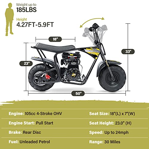 Oryxearth 105CC Mini Bike for Kids, 4-Stroke Kids Dirt Bike