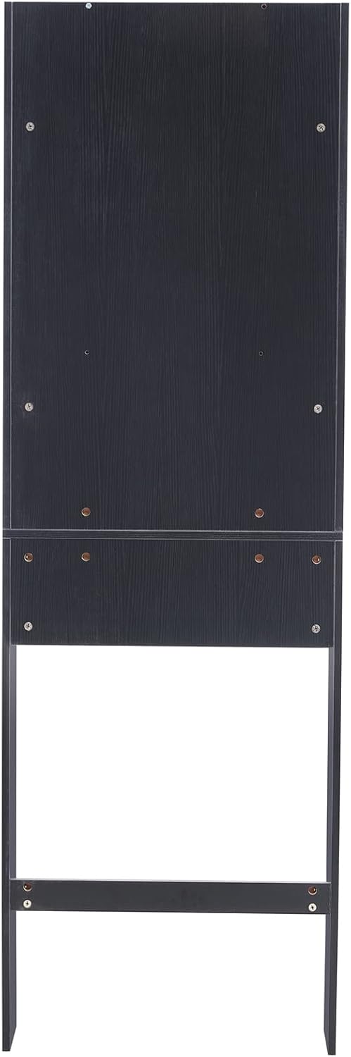 ME2 Bathroom Over The Toilet Storage Cabinet, 77'' Taller Bathroom Organizer Shelf Space-Saving Collect Cabinet with Shelves and Double Doors, Black