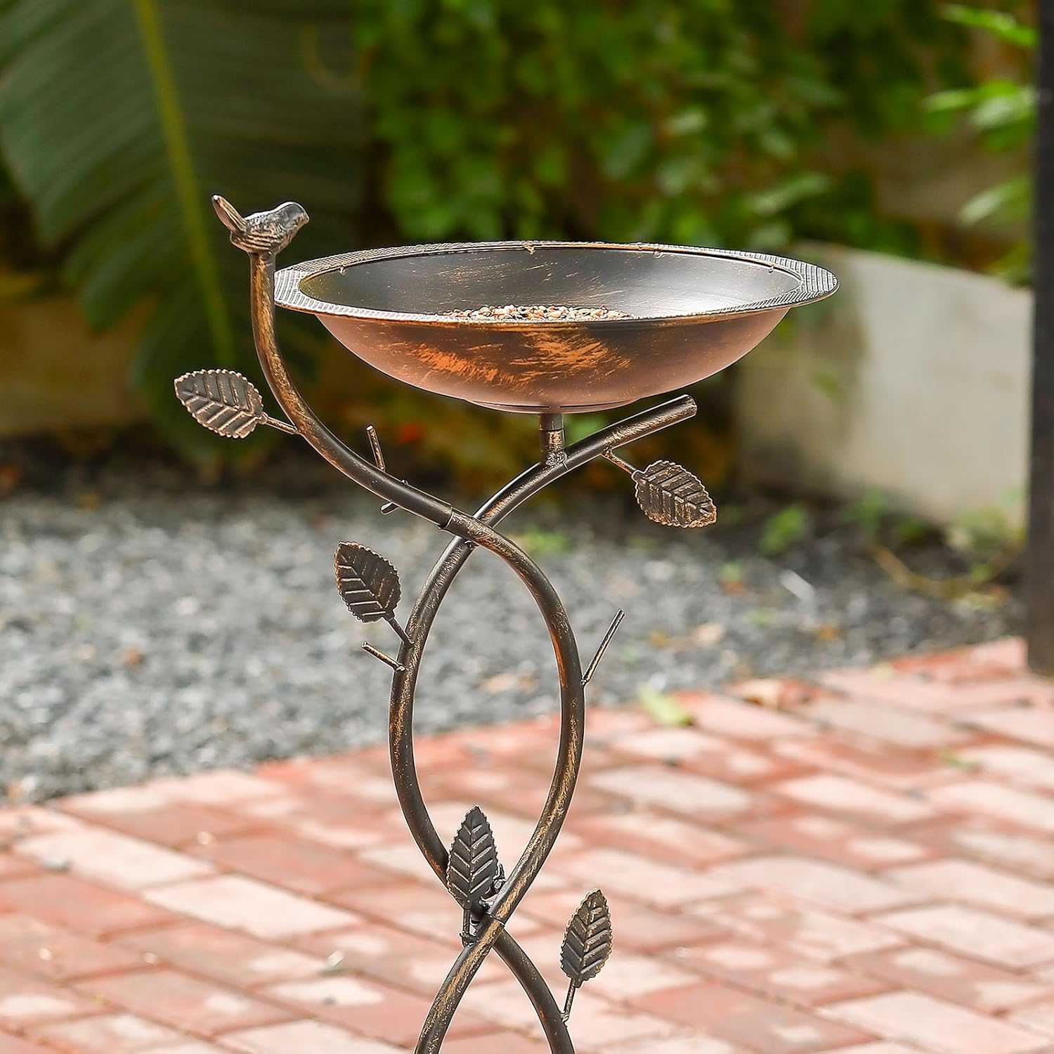 Iron Bird Baths for Outdoors, 28" H Bird Bath Feeder Bowl Stand for Outside Garden, Bronze…