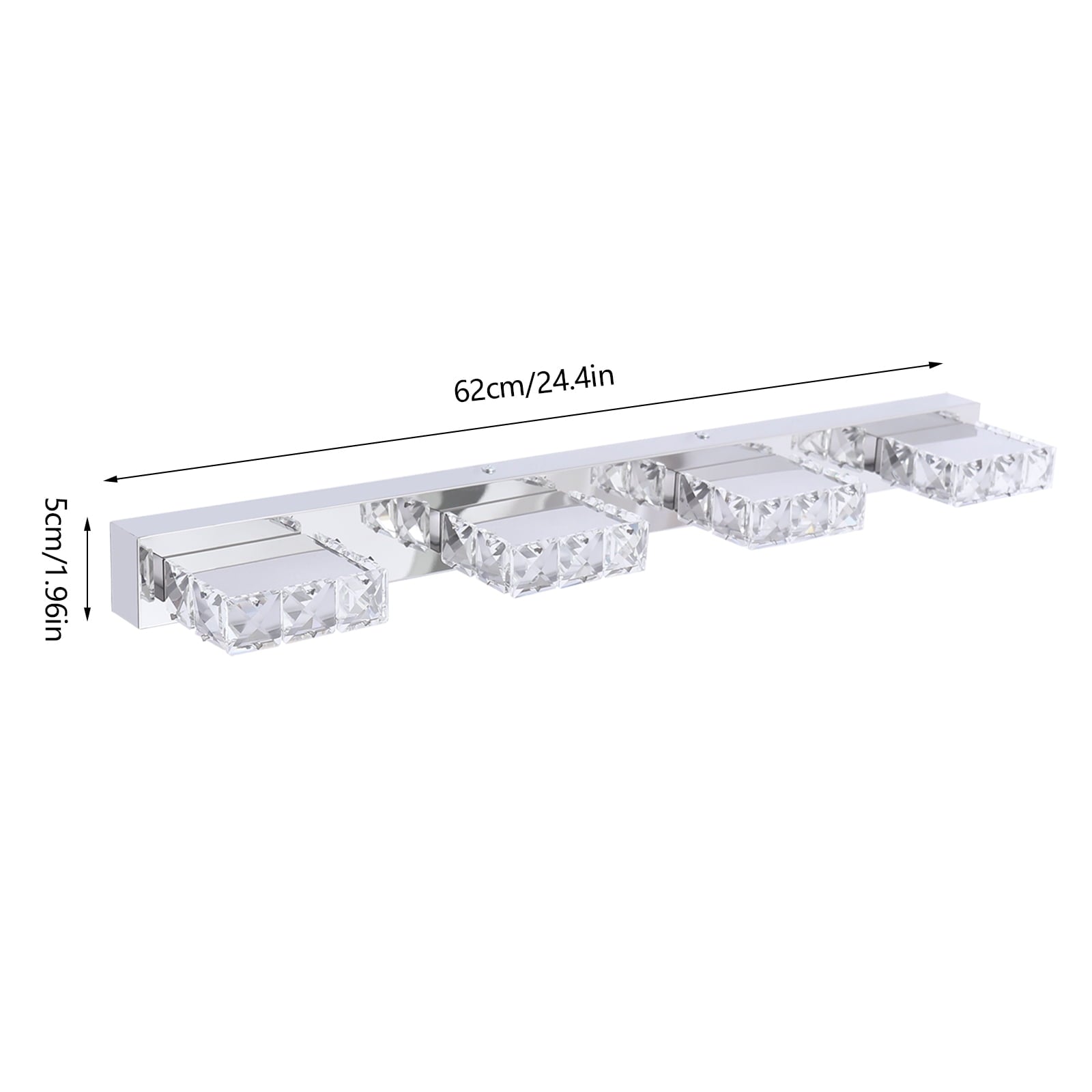 4-head LED Over Mirror Light Modern Waterproof Bathroom Over Mirror Light Wall-Mounted Long Over Mirror Light Vanity Crystal Front Mirror Toilet Wall Lamp Make-up Light