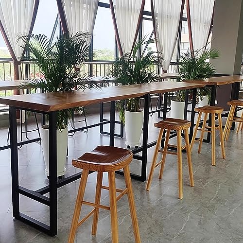 Solid Wood Bar Table,Long Narrow Dining Table Kitchen Table,Live Edge Bar Height Table Pub Tables with Footrest,Farmhouse Counter Height Table Coffee Bar Table,Only Table(55.1", Natural)