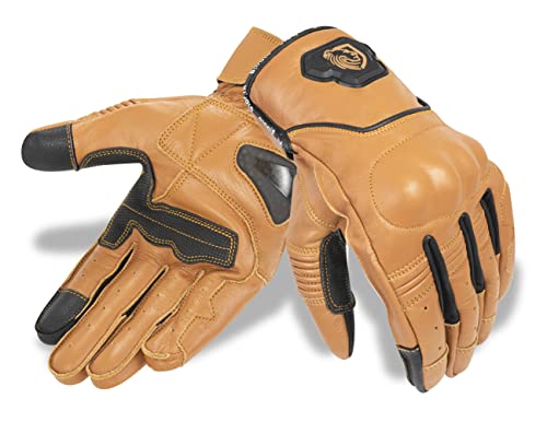 Genuine Leather Motorcycle Gloves Street Riding Gloves Knuckle Protection with Mobile Phone Touchscreen Motorbike Racing Cruiser Gloves