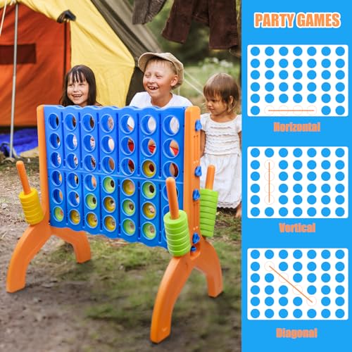 Ayeboovi Giant 4-in-A-Row, Jumbo 4-to-Score Yard Game for Kids and Adults Indoor Outdoor Party Family Connect Game Set with Quick Release Slider & Carrying Bag