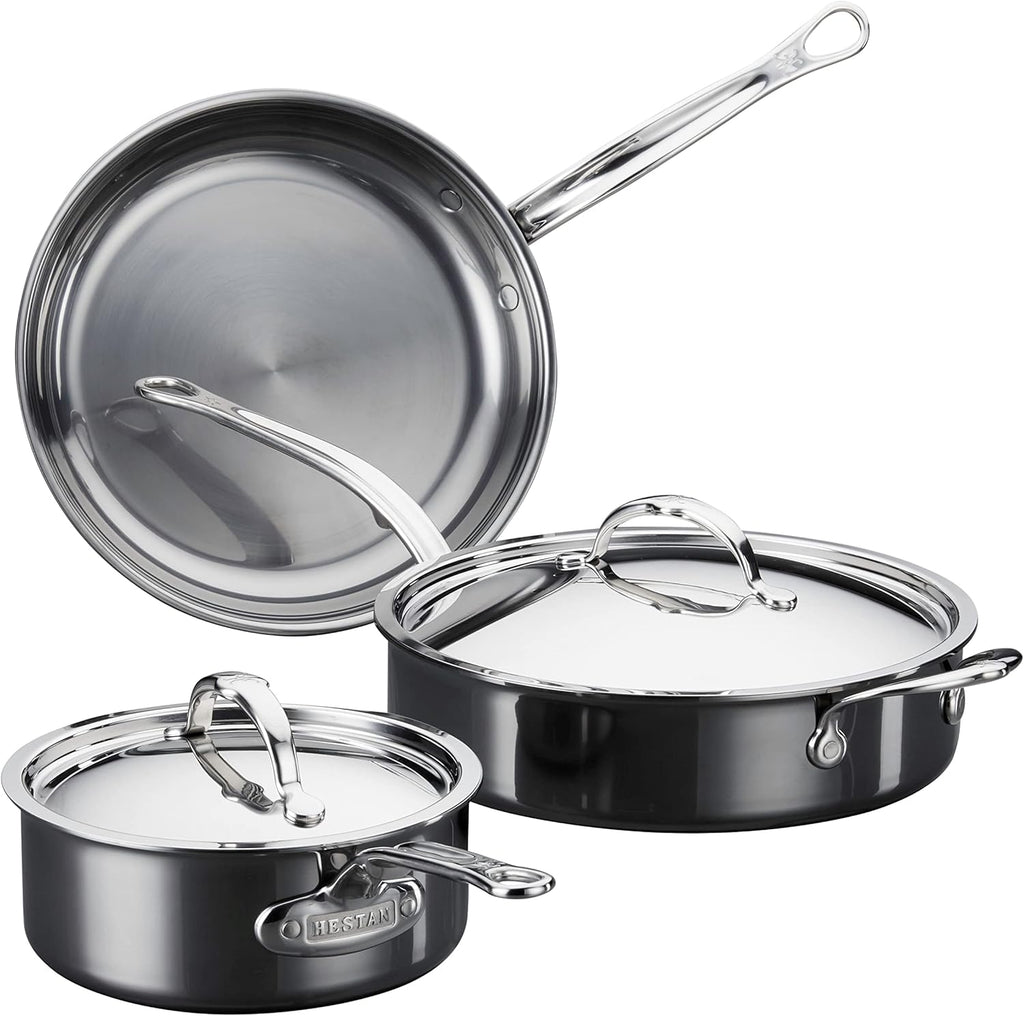 Hestan - NanoBond Collection - Titanium Stainless Steel 5-Piece Essential Cookware Set - Toxin, PFAS, & Chemical Free Clean Cookware, Induction Cooktop Compatible
