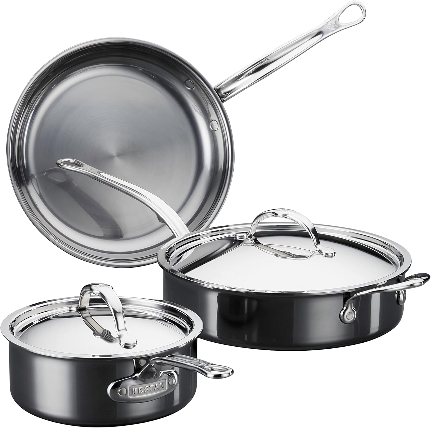 Hestan - NanoBond Collection - Titanium Stainless Steel 5-Piece Essential Cookware Set - Toxin, PFAS, & Chemical Free Clean Cookware, Induction Cooktop Compatible