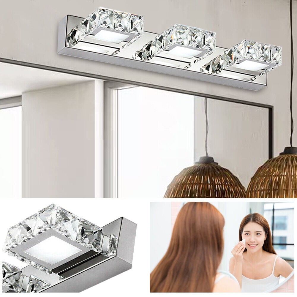 9W Modern Silver Crystal Makeup Mirror Wall-Lamp LED Make-up Vanity Light for Toilet Bathroom Bedrooms