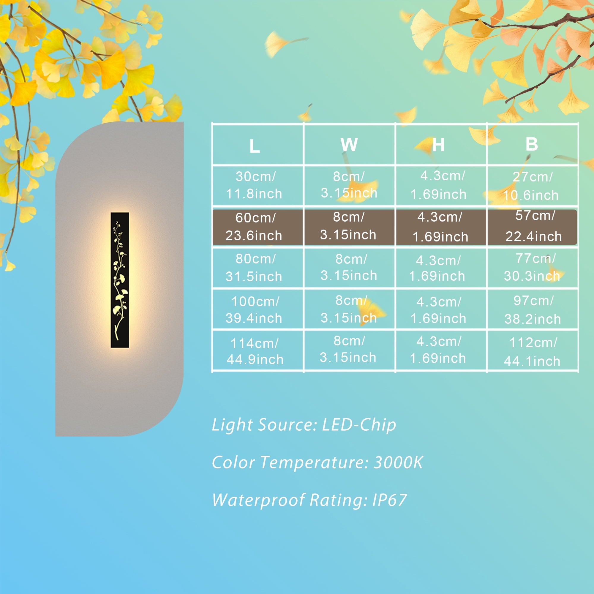 1 Pack 11.8inch-Black waterproof outdoor wall light, modern outdoor LED long wall light waterproof wall light, porch light, outdoor 3000K wall light, suitable for villas, courtyards, gardens, garages