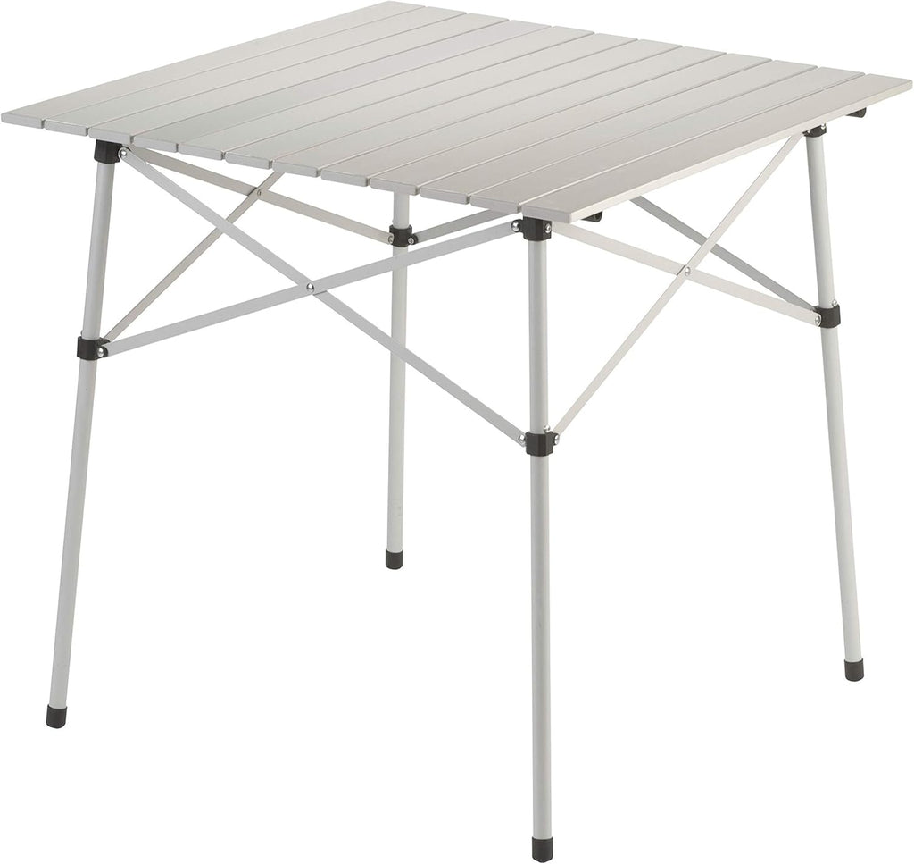 Coleman Outpost Breeze Steel Deck Chair, Portable Folding Chair with Padded Arm Outdoor Compact Folding Table, Sturdy Aluminum Camping Table with Snap-Together Design, Seats 4