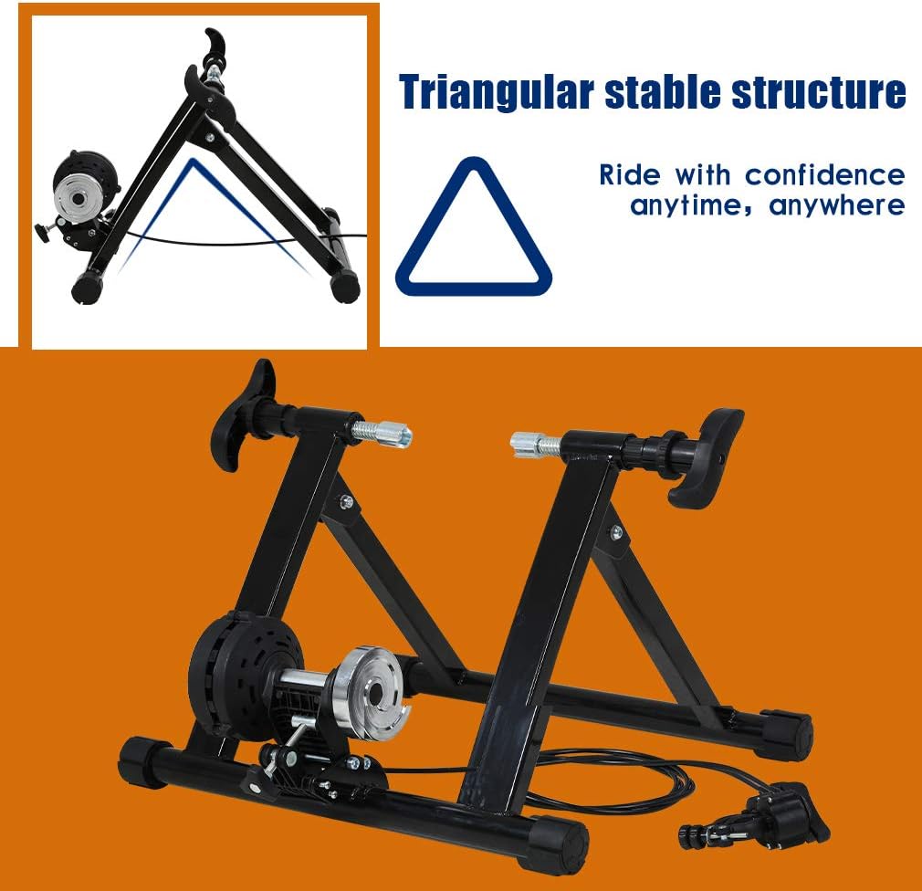 FDW Magnetic Bike Trainer Stand for Indoor Riding, Steel Bicycle Exercise Training Stand with Noise Reduction Wheel,Stationary Bike Resistance Trainer for Road & Mountain Bikes