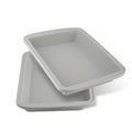 Silicone Baking Dish with Handles, Deep Rectangular Bakeware Cake Pan, Compatible with Fancy Panz, for Lasagna, Cake, Brownie or Family Dinner, 12.6 x 9.8 x 2.1 Inch (Grey)