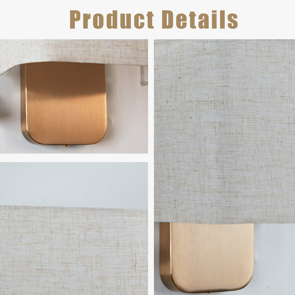 Modern Aleena Sconce with Linen Shade, Bedroom Wall Light Sconces, Modern Bathroom Sconces