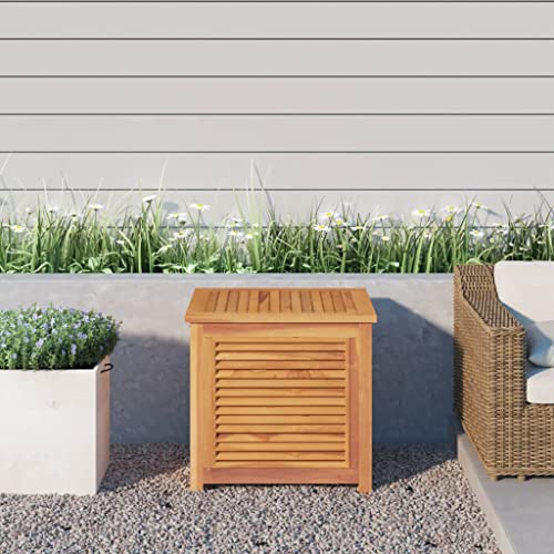 vidaXL Outdoor Patio Storage Box - Solid Teak Wood Construction - Louvre Design - Water-Resistant Lining - Easy Assembly, Indoor/Outdoor Use