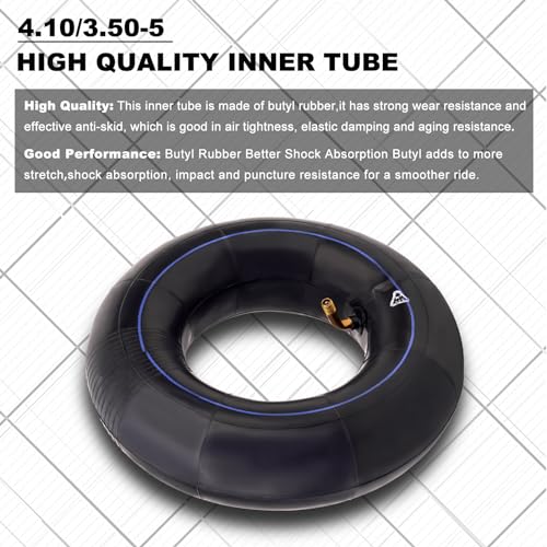 4.10/3.50-5 Heavy Duty Inner Tube for Wheelbarrows, Mowers, Hand Trucks and More, with TR-87 Bent Valve Stem (2 Pack)