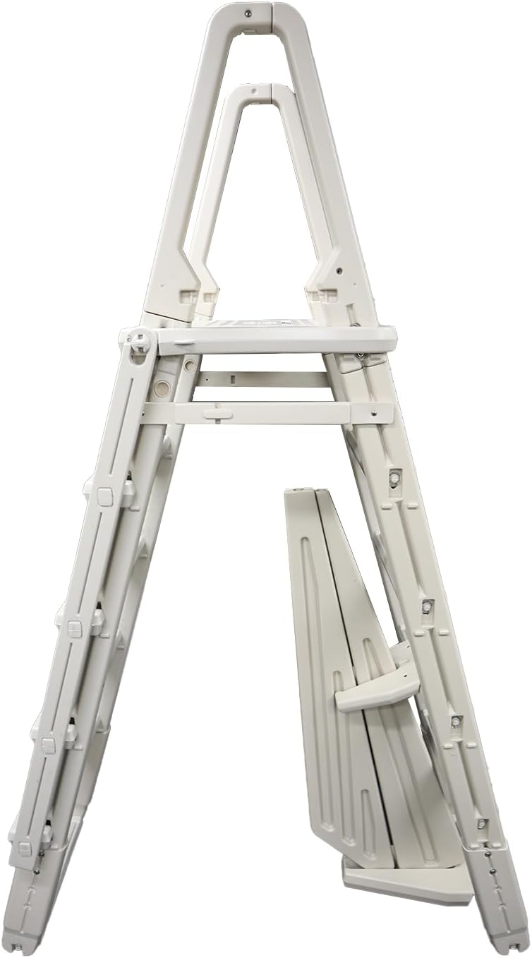 Confer Plastics 7100X Evolution 48" to 54" Adjustable A Frame Above Ground Swimming Pool Entry Ladder with Flip Up and Locking Section for Safety