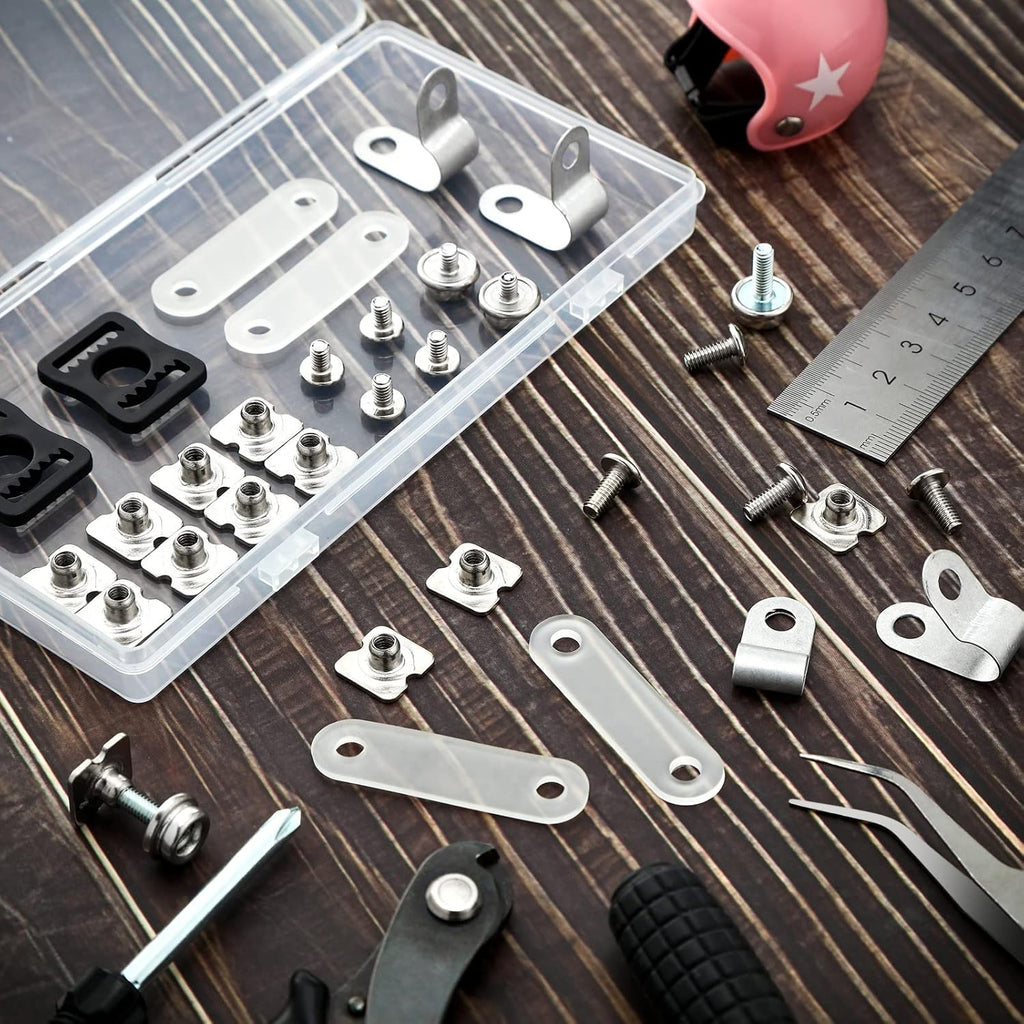 26 Pcs Helmet Repair Kit Include Helmet Chin Strap Screwdriver 4 Pcs R Shape Football Visor Clips 12 Screws with Nuts 4 Rubber Gaskets 4 Helmet Buckles, Hardware Kit for Youth Hockey Baseball Sports
