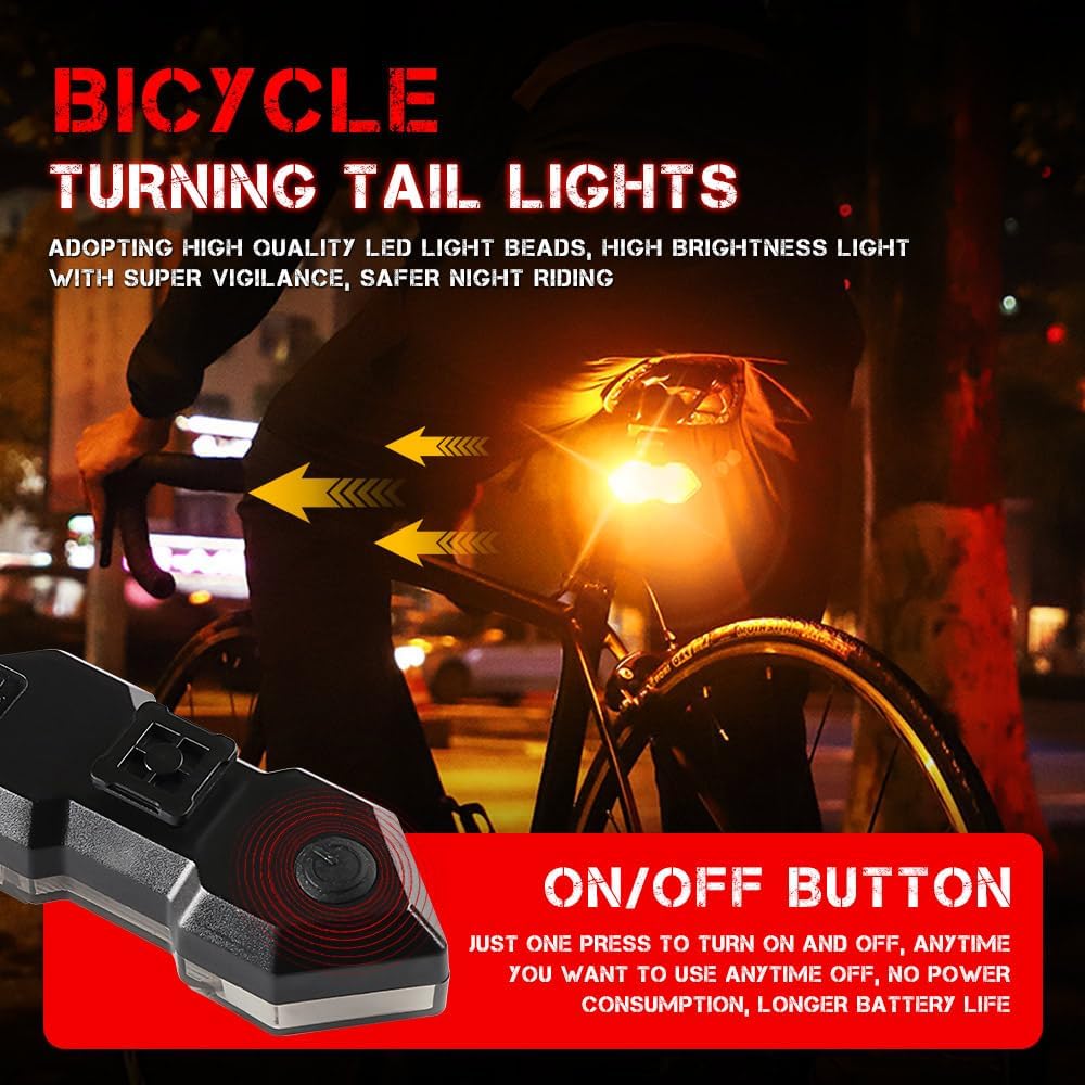 Bike Tail Light with Turn Signals, USB Rechargeable Wireless Remote Control-11 Modes Bright LED Rear Bicycle Light, Waterproof Safety Warning Saddle Light for Night