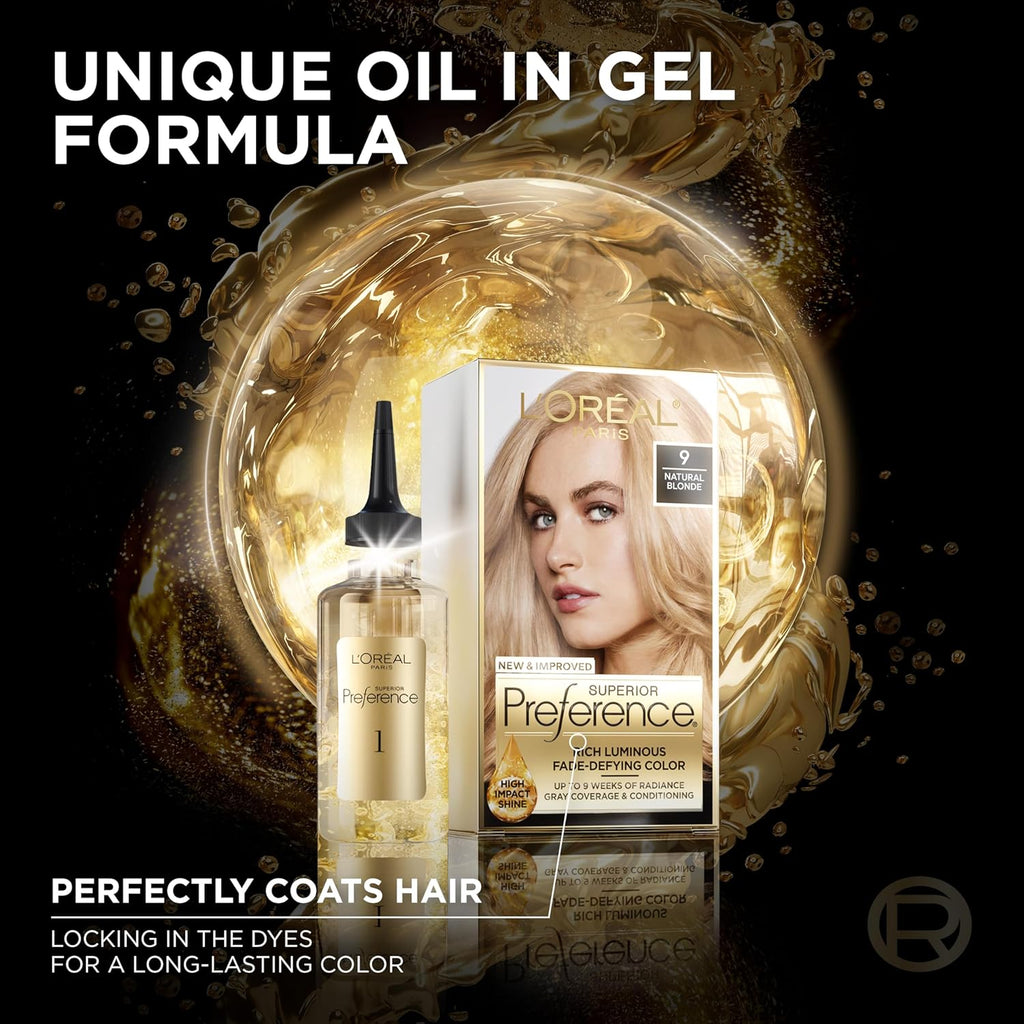 L'Oreal Paris Superior Preference Fade-Defying + Shine Permanent Hair Color, 6.5G Lightest Golden Brown, Pack of 2, Hair Dye