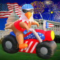 DomKom 6 FT Patriotic Independence Day 4th of July Inflatable Outdoor Decoration, Bald Eagle Sitting on Motorcycle, LED Lights Holiday Blow Up for Fourth of July Party Garden Yard Lawn Decor