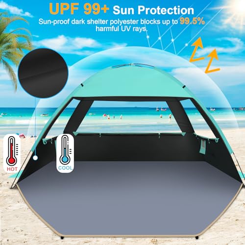 Gorich Beach Tent, Beach Shade Tent for 3/4-5/6-7/8-10 Person with UPF 50+ UV Protection, Portable Beach Tent Sun Shelter Canopy, Lightweight & Easy Setup Cabana Beach Tent