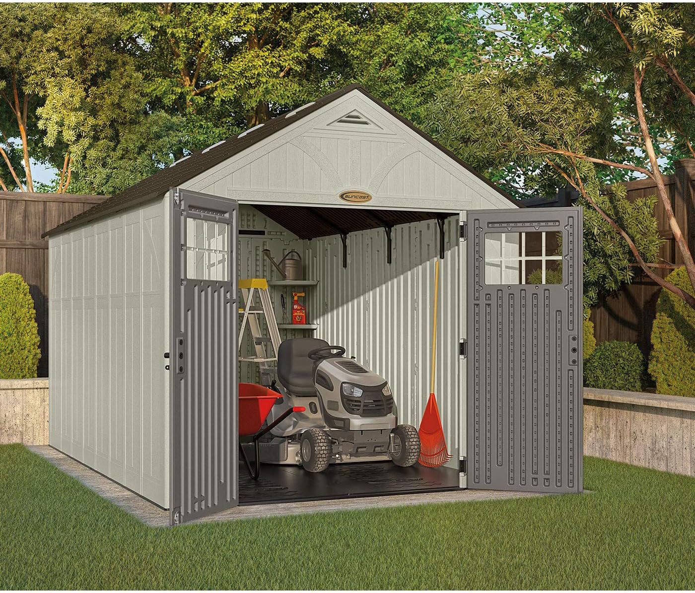 Suncast 8' x 13' Heavy-Duty Resin Tremont Storage Shed, Sand
